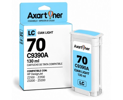 Compatible HP 70 / C9390A Cyan Light Cartucho de Tinta Pigmentada para DesignJet Z2100, Z3100, Z3200, Z5200, Z5400