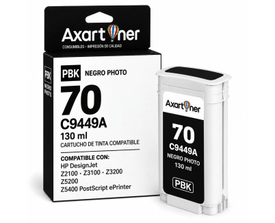 Compatible HP 70 / C9449A Negro Photo Cartucho de Tinta Pigmentada para DesignJet Z2100, Z3100, Z3200, Z5200, Z5400