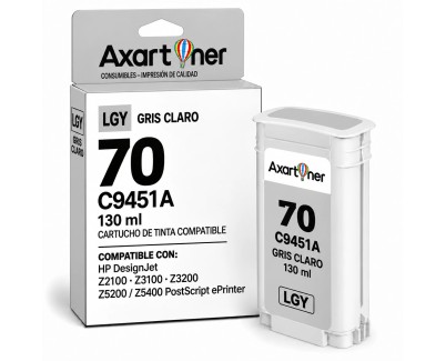 Compatible HP 70 / C9451A Gris Claro Cartucho de Tinta Pigmentada para DesignJet Z2100, Z3100, Z3200, Z5200, Z5400