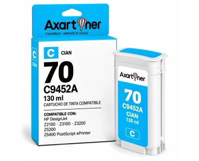 Compatible HP 70 / C9452A Cyan Cartucho de Tinta Pigmentada para DesignJet Z2100, Z3100, Z3200, Z5200, Z5400