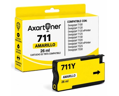 Compatible HP 711 Amarillo Cartucho de Tinta CZ132A para Designjet T100, T120, T120 ePrinter, T125, T130, T520, T520 ePrinter, T525, T530
