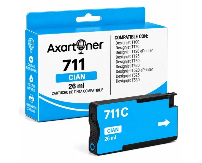 Compatible HP 711 Cyan Cartucho de Tinta CZ130A para Designjet T100, T120, T120 ePrinter, T125, T130, T520, T520 ePrinter, T525, T530