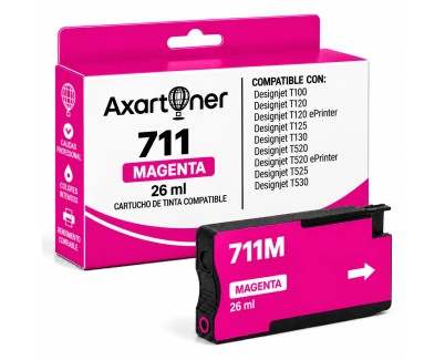Compatible HP 711 Magenta Cartucho de Tinta CZ131A para Designjet T100, T120, T120 ePrinter, T125, T130, T520, T520 ePrinter, T525, T530