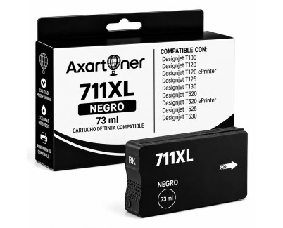 Compatible HP 711XL Negro Cartucho de Tinta CZ133A / CZ129A para Designjet T100, T120, T120 ePrinter, T125, T130, T520, T520 ePrinter, T525, T530