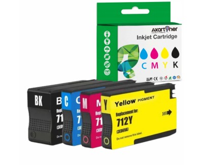 Compatible Pack x4 HP 712XL / 712 Cartuchos de Tinta para HP DesignJet Studio 24 / 36 - DesignJet T210 / T230 / T250 / T630 / T650