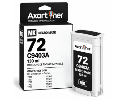 Compatible HP 72 Negro Mate Cartucho de Tinta Pigmentada C9403A para DesignJet T1100 T1120 T1200 T1300 T1708 T2300 T610 T620 T770 T790 T795