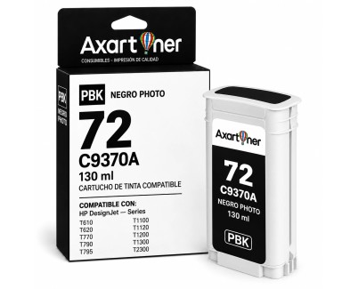 Compatible HP 72 Negro Photo Cartucho de Tinta C9370A para DesignJet T1100 T1120 T1200 T1300 T1708 T2300 T610 T620 T770 T790 T795