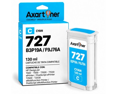Compatible HP 727 Cyan Cartucho de Tinta B3P19A / F9J76A para DesignJet T1500, T1530, T2500, T2530, T920, T930