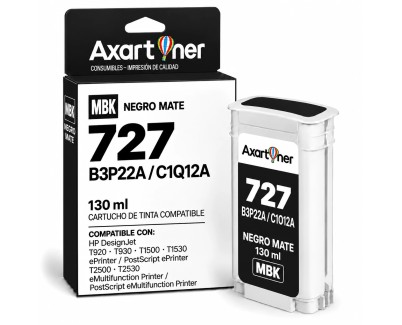 Compatible HP 727 Negro Mate Cartucho de Tinta Pigmentada B3P22A / C1Q12A para DesignJet T1500, T1530, T2500, T2530, T920, T930