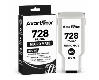Compatible HP 728 Negro Mate Cartucho de Tinta Pigmentada F9J68A / F9J64A para HP DesignJet T730, T830