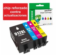 Compatible HP 912XL - Chip Actualizado Funciona en Impresoras que terminan en E - Pack de 4 Cartuchos de Tinta 3YP34AE / 6ZC74AE