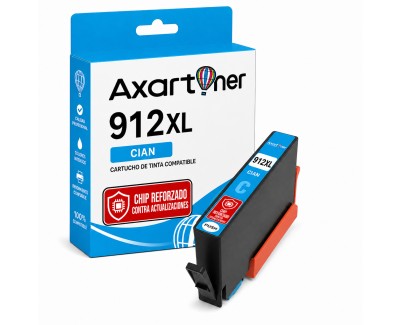Compatible HP 912XL  Cyan - Chip Actualizado Funciona en Impresoras que terminan en E - Cartucho de Tinta 3YL81AE / 3YL77AE