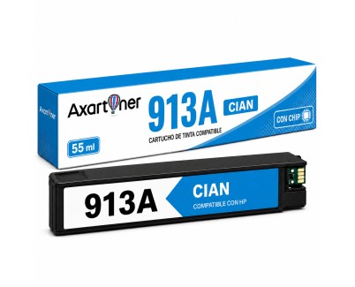Compatible HP 913A (chip actualizado) Cyan Cartucho de Tinta Pigmentada F6T77AE