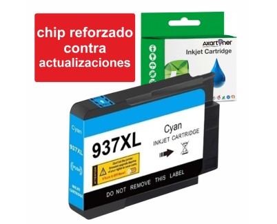 Compatible HP 937e XL Cyan (Chip reforzado contra actualizaciones) Cartucho de Tinta 4S6W6NE / 4S6W2NE para HP OfficeJet Pro 9110b, 9117b, 9120b, 9120e, 9122e, 9125e, 9130b, 9132e, 9135e, 9720e, 9730e