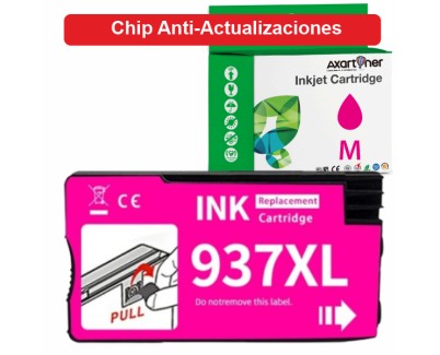 Compatible HP 937e XL Magenta (Chip reforzado contra actualizaciones) Cartucho de Tinta 4S6W7NE / 4S6W3NE para HP OfficeJet Pro 9110 / 9117 / 9120 / 9122 / 9123 / 9125 / 9128 / 9130 / 9132 / 9133 / 9135 / 9720 / 9730