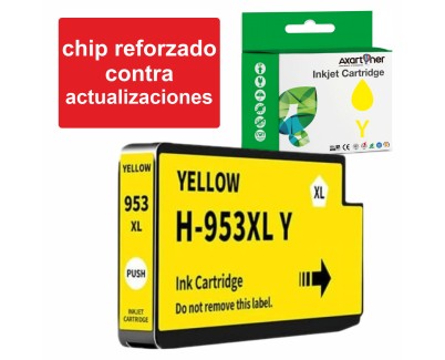 Compatible HP 953XL Amarillo - Chip Actualizado reforzado contra actualizaciones - Cartucho de Tinta F6U18AE / F6U14AE