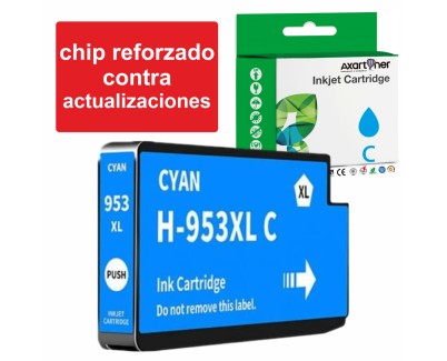 Compatible HP 953XL Cyan - Chip Actualizado reforzado contra actualizaciones - Cartuchos de Tinta F6U16AE / F6U12AE