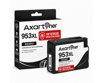 Compatible HP 953XL Negro - Chip Actualizado reforzado contra actualizaciones - Cartucho de Tinta Pigmentada L0S70AE / L0S58AE