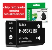 Compatible HP 953XL Negro - Chip Actualizado reforzado contra actualizaciones - Cartucho de Tinta Pigmentada L0S70AE / L0S58AE