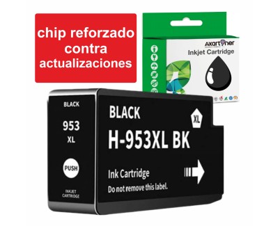 Compatible HP 953XL Negro - Chip Actualizado reforzado contra actualizaciones - Cartucho de Tinta Pigmentada L0S70AE / L0S58AE