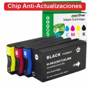 Compatible HP 963XL - Chip Anti-Actualizaciones - Pack de 4 Cartuchos de Tinta (No funciona en impresoras que acaban en E) 3YP35AE / 6ZC70AE