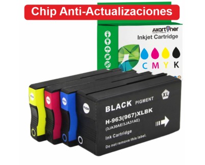 Compatible HP 963XL - Chip Anti-Actualizaciones - Pack de 4 Cartuchos de Tinta (No funciona en impresoras que acaban en E) 3YP35AE / 6ZC70AE