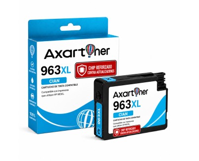 Compatible HP 963XL Cyan - Chip reforzado contra actualizaciones - Cartucho de Tinta 3JA27AE / 3JA23AE (Funcionan en impresoras que terminan en E)