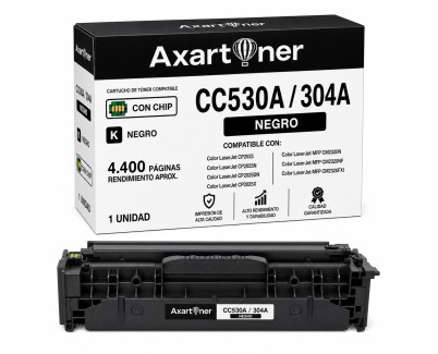 Compatible HP CC530A / 304A Negro Cartucho de Toner para HP Color Laserjet CP2320 CM2320NF CM2320FXI CP2025 CP2025N CP2025DN