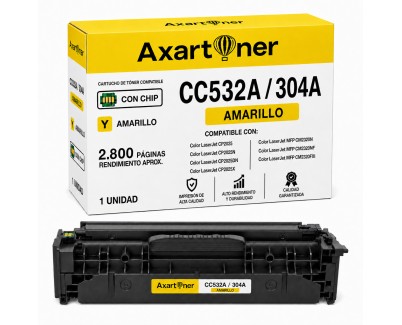 Compatible HP CC532A / 304A Amarillo Cartucho de Toner para HP Color Laserjet CP2320 CM2320NF CM2320FXI CP2025 CP2025N CP2025DN