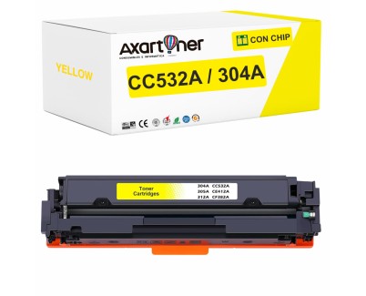 Compatible HP CC532A / 304A Amarillo Cartucho de Toner para HP Color Laserjet CP2320 CM2320NF CM2320FXI CP2025 CP2025N CP2025DN