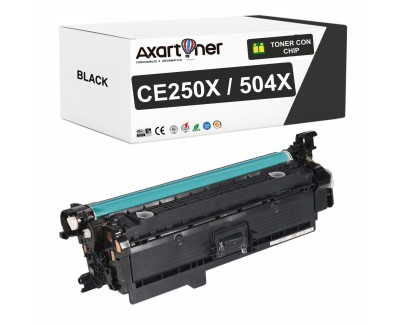 Compatible HP CE250X / CE250A - 504X / 504A Negro Cartucho de Toner para HP Color LaserJet CP3525dn, CP3525n, CP3525x, CM3530, CM3530fs