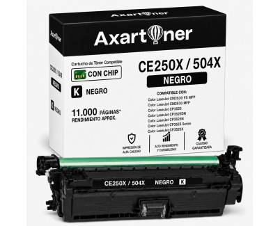 Compatible HP CE250X / CE250A - 504X / 504A Negro Cartucho de Toner para HP Color LaserJet CP3525dn, CP3525n, CP3525x, CM3530, CM3530fs