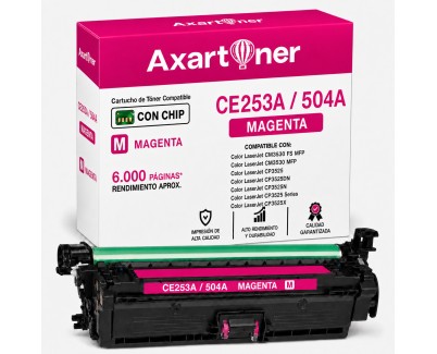 Compatible HP CE253A / 504A Magenta Cartucho de Toner para HP Color LaserJet CP3525dn, CP3525n, CP3525x, CM3530, CM3530fs
