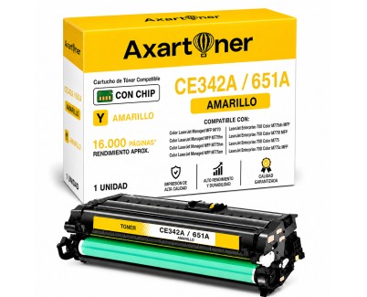Compatible HP CE342A / 651A Amarillo Cartucho de Toner para LaserJet Enterprise 700 Color MFP M775, MFP M775dn, MFP M775f, MFP M775z, MFP M775z+