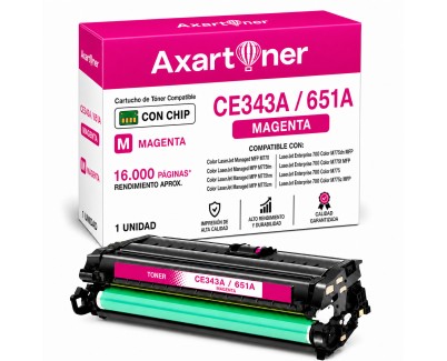 Compatible HP CE343A / 651A Magenta Cartucho de Toner para LaserJet Enterprise 700 Color MFP M775, MFP M775dn, MFP M775f, MFP M775z, MFP M775z+