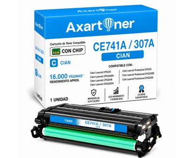 Compatible HP CE741A / 307A Cyan Cartucho de Toner para HP Color LaserJet CP5220, CP5225, Color LaserJet Professional CP5225n, CP5225dn