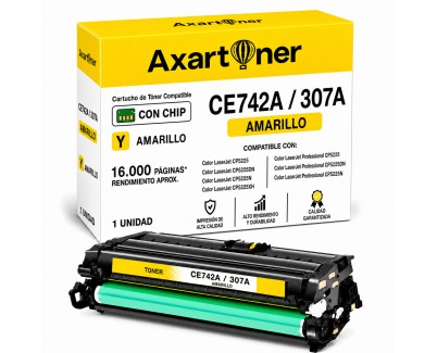 Compatible HP CE742A / 307A Amarillo Cartucho de Toner para HP Color LaserJet CP5220, CP5225, Color LaserJet Professional CP5225n, CP5225dn