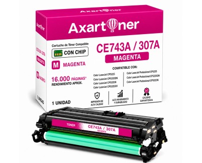 Compatible HP CE743A / 307A Magenta Cartucho de Toner para HP Color LaserJet CP5220, CP5225, Color LaserJet Professional CP5225n, CP5225dn