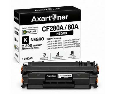 Compatible HP CF280A / 80A Negro Cartucho de Toner para HP LaserJet Pro 400 M401a, 400 M401d, 400 M401dn, 400 M401dw, 400 MFP M425dn, 400 MFP M425dw, 400 M401dne
