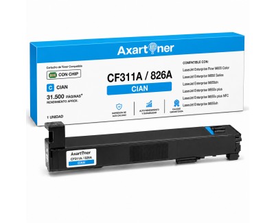 Compatible HP CF311A / 826A Cyan Cartucho de Toner para HP LaserJet Enterprise M850, M855DN, M855X, M855XH