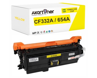 Compatible HP CF332A / 654A Amarillo Cartucho de Toner para HP LaserJet Enterprise M651dn, M651n, M651xh , M651xhm
