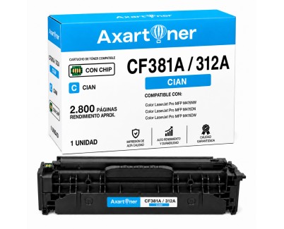 Compatible HP CF381A / 312A Cyan Cartucho de Toner para HP Color LaserJet Pro MFP M476dn / M476dw / M476nw