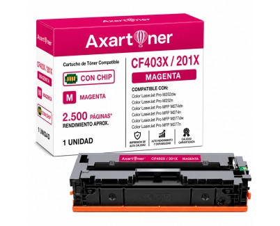 Compatible HP CF403X / CF403A Magenta Cartucho de Toner 201X / 201A para Color LaserJet Pro M252dw, M252n, MFP M274dn, MFP M274n, MFP M277dw, MFP M277n