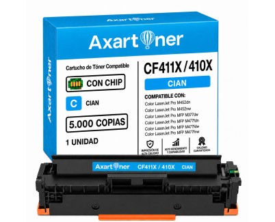 Compatible HP CF411X / CF411A Cyan Cartucho de Toner 410X / 410A para HP Color LaserJet Pro M452dn M452nw MFP M377dw MFP M477fdn MFP M477fdw MFP M477fnw