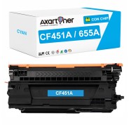 Compatible HP CF451A / 655A Cyan Cartucho de Toner para HP Color LaserJet Enterprise Flow MFP M681z, MFP M682z / Color LaserJet Enterprise M652, MFP M681 MFP M653x