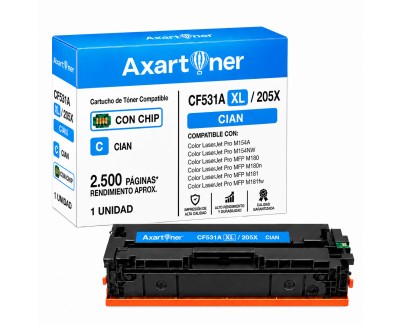 Compatible HP CF531A XL / 205A Cyan Cartucho de Toner para HP Color LaserJet Pro M154a M154nw MFP M180 MFP M180n MFP M181 MFP M181fw