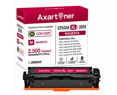 Compatible HP CF533A XL / 205A Magenta Cartucho de Toner para HP Color LaserJet Pro M154a M154nw MFP M180 MFP M180n MFP M181 MFP M181fw