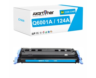 Compatible HP Q6001A / 124A Cyan Cartucho de Toner para HP Color LaserJet 1600, 2600n, 2605, 2605dn, 2605dtn, CM1015, CM1015 MFP, CM1017, CM1017 MFP