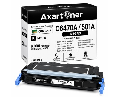 Compatible HP Q6470A / 501A Negro Cartucho de Toner para HP Color LaserJet 3600, 3600dn, 3600n, 3800, 3800dn, 3800n, CP3505, CP3505dn, CP3505n