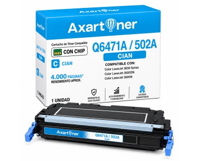 Compatible HP Q6471A / 502A Cyan Cartucho de Toner  para HP Color LaserJet 3600, 3600dn, 3600n